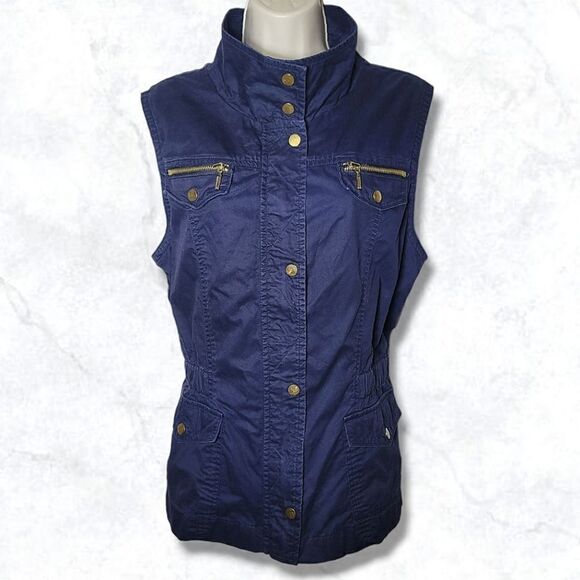 Inc. International Concepts Anorak Navy Blue Denim Vest Jacket - Picture 2 of 7